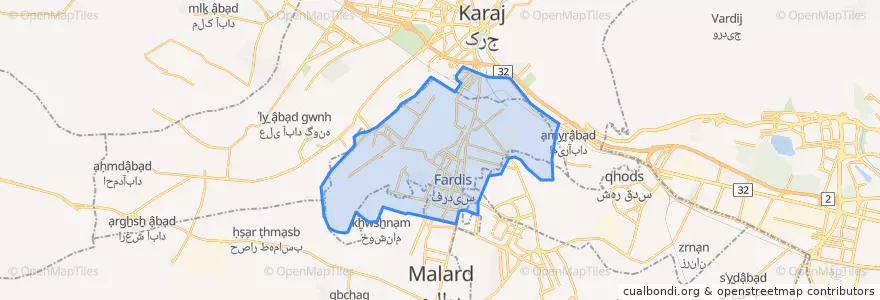 Mapa de ubicacion de شهرستان فردیس.