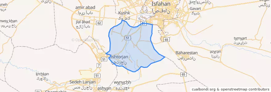 Mapa de ubicacion de شهرستان فلاورجان.