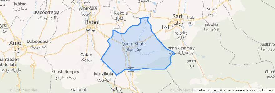 Mapa de ubicacion de شهرستان قائم شهر.