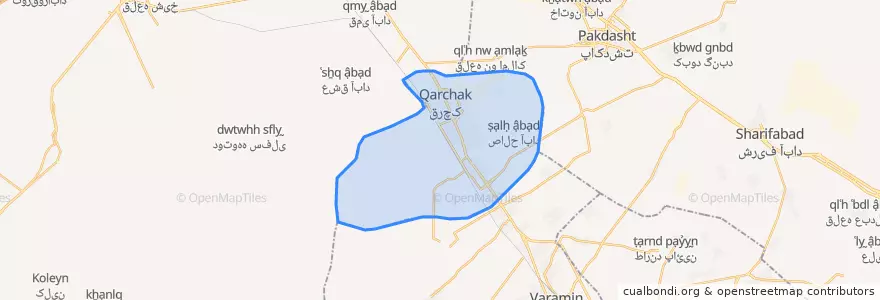 Mapa de ubicacion de Qarchak County.