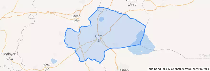Mapa de ubicacion de Qom County.