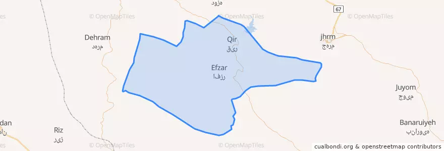 Mapa de ubicacion de شهرستان قیر و کارزین.