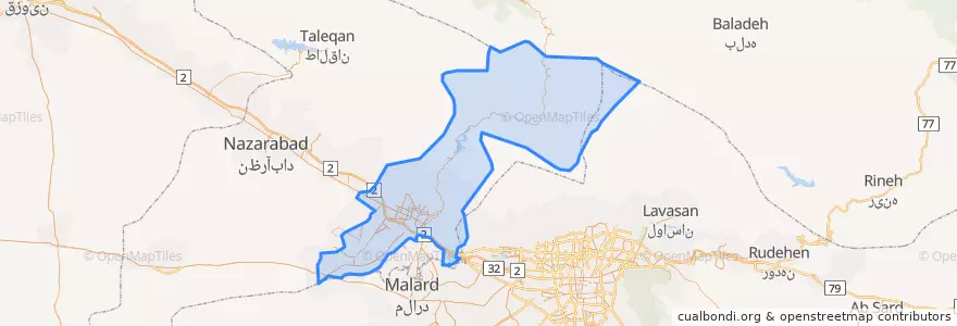 Mapa de ubicacion de شهرستان کرج.