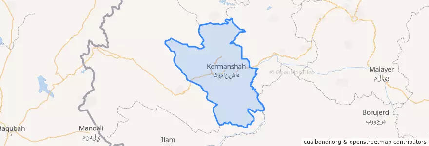 Mapa de ubicacion de شهرستان کرمانشاه.