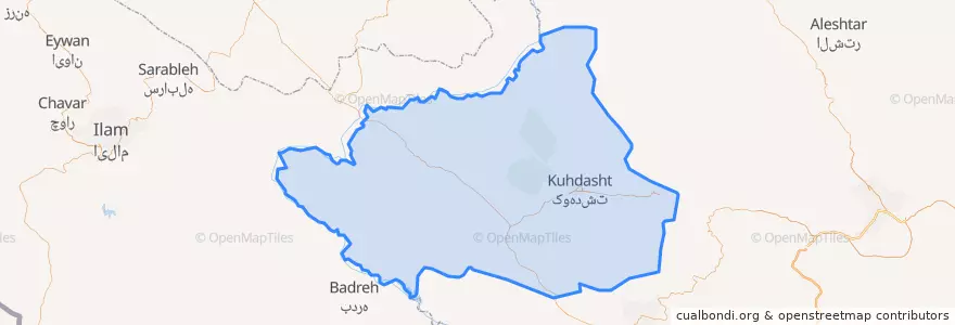 Mapa de ubicacion de Kuhdasht County.
