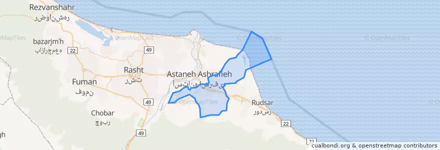 Mapa de ubicacion de شهرستان لاهیجان.