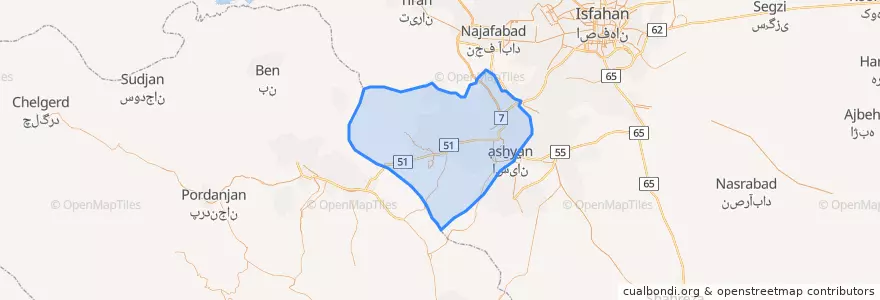 Mapa de ubicacion de شهرستان لنجان.