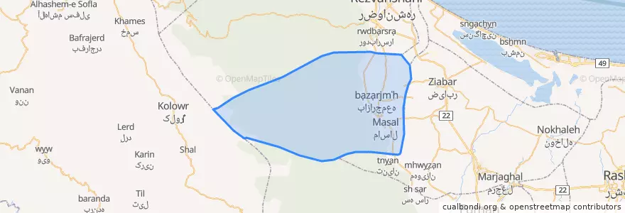Mapa de ubicacion de شهرستان ماسال.