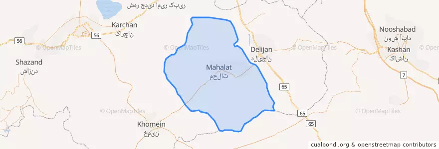 Mapa de ubicacion de Mahallat County.