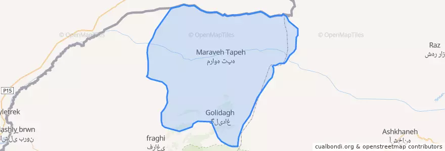 Mapa de ubicacion de Maraveh Tapeh County.
