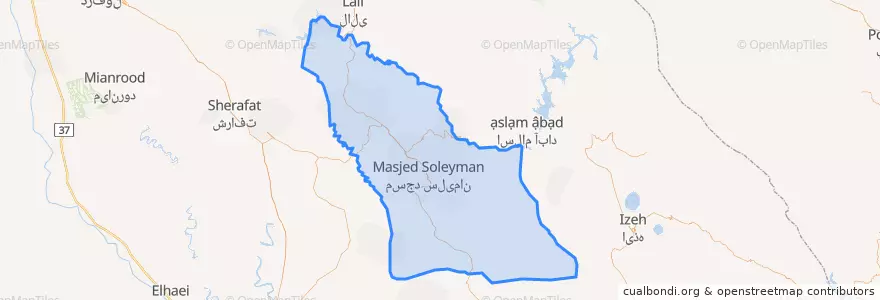 Mapa de ubicacion de شهرستان مسجد سلیمان.