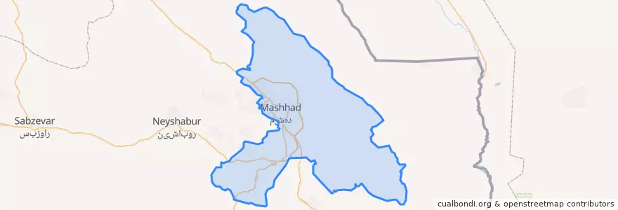 Mapa de ubicacion de Mashhad County.