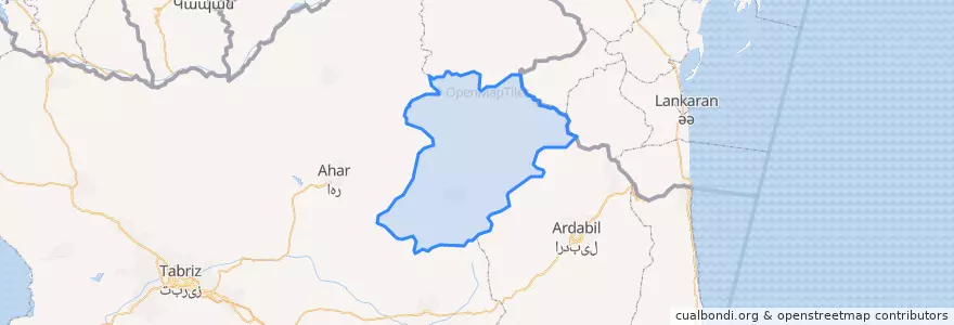 Mapa de ubicacion de شهرستان مشگین شهر.