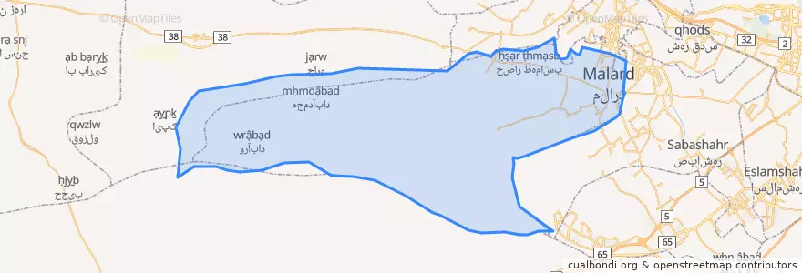 Mapa de ubicacion de شهرستان ملارد.