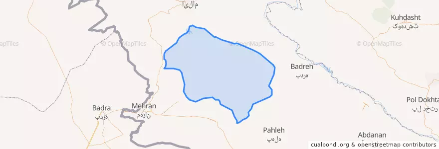 Mapa de ubicacion de Malekshahi County.