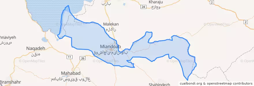 Mapa de ubicacion de Miandoab County.