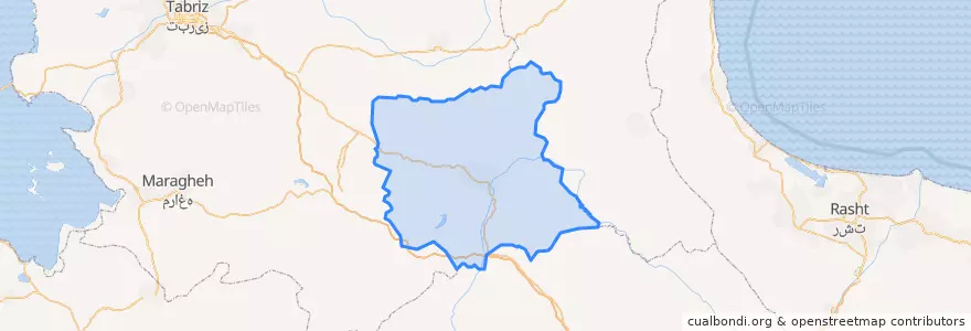 Mapa de ubicacion de شهرستان میانه.
