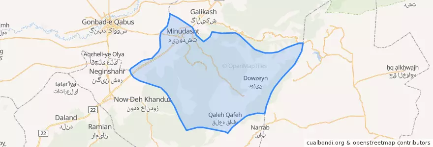 Mapa de ubicacion de شهرستان مینودشت.