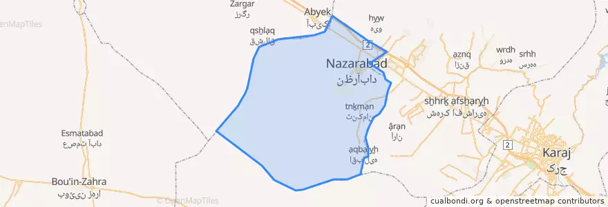 Mapa de ubicacion de Nazarabad County.