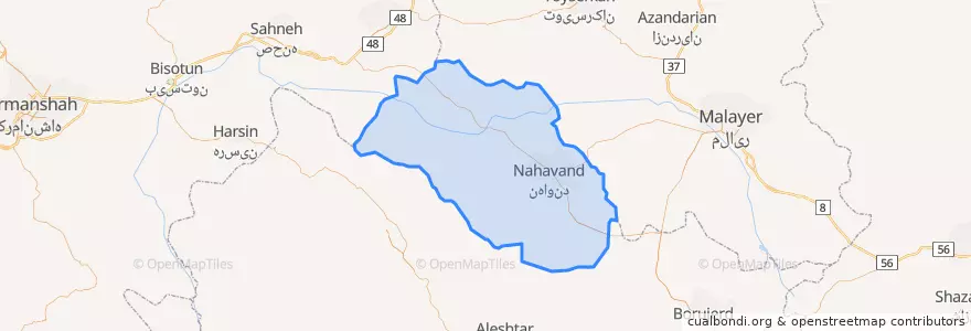 Mapa de ubicacion de شهرستان نهاوند.