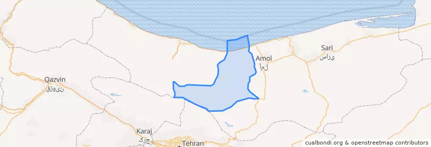 Mapa de ubicacion de شهرستان نور.