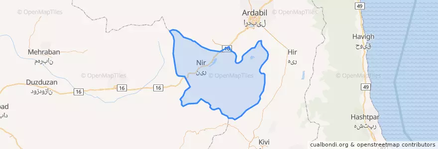 Mapa de ubicacion de شهرستان نیر.