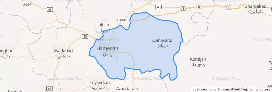 Mapa de ubicacion de شهرستان همدان.