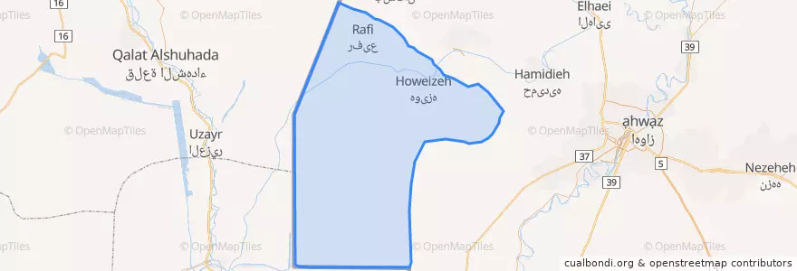 Mapa de ubicacion de شهرستان هویزه.