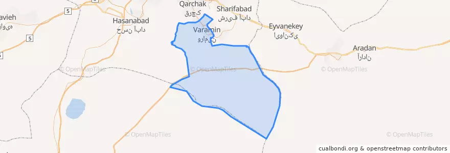 Mapa de ubicacion de شهرستان ورامین.