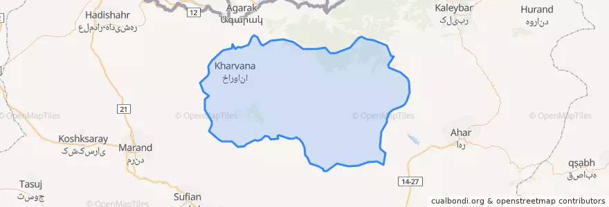 Mapa de ubicacion de شهرستان ورزقان.