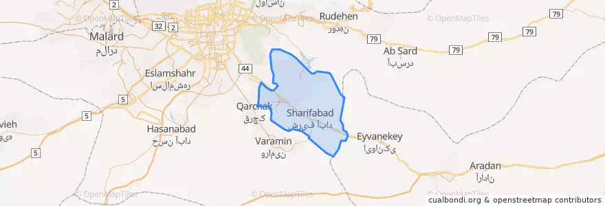 Mapa de ubicacion de شهرستان پاکدشت.
