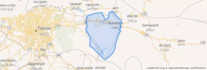 Mapa de ubicacion de شهرستان پردیس.