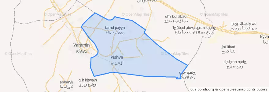 Mapa de ubicacion de Pishva County.