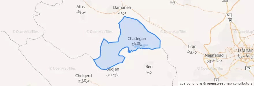 Mapa de ubicacion de شهرستان چادگان.