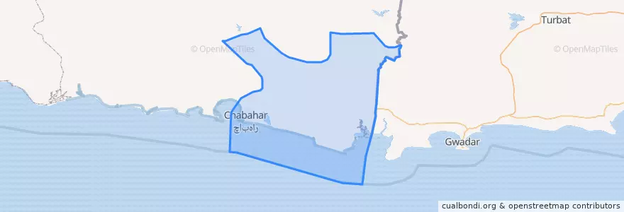 Mapa de ubicacion de Chabahar County.