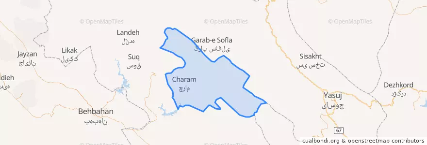 Mapa de ubicacion de Charam County.