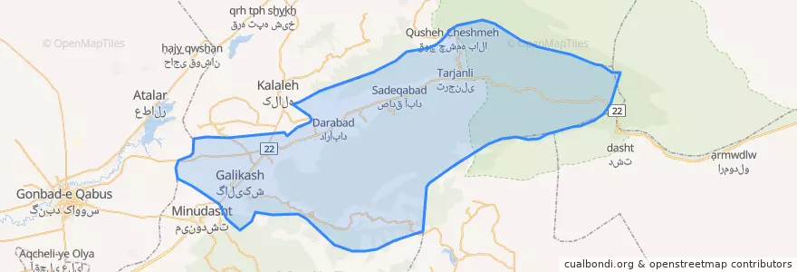 Mapa de ubicacion de شهرستان گالیکش.