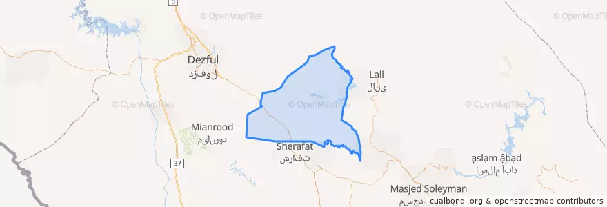 Mapa de ubicacion de شهرستان گتوند.