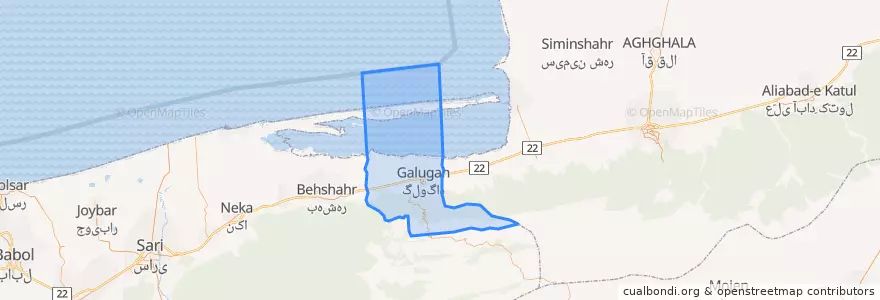 Mapa de ubicacion de Galugah County.