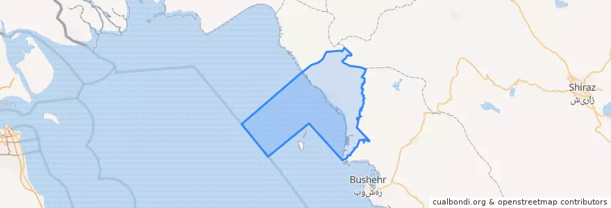 Mapa de ubicacion de شهرستان گناوه.
