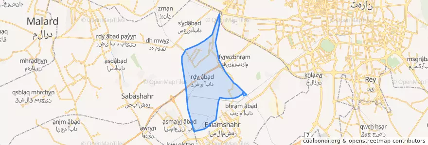 Mapa de ubicacion de بخش احمدآباد مستوفی.