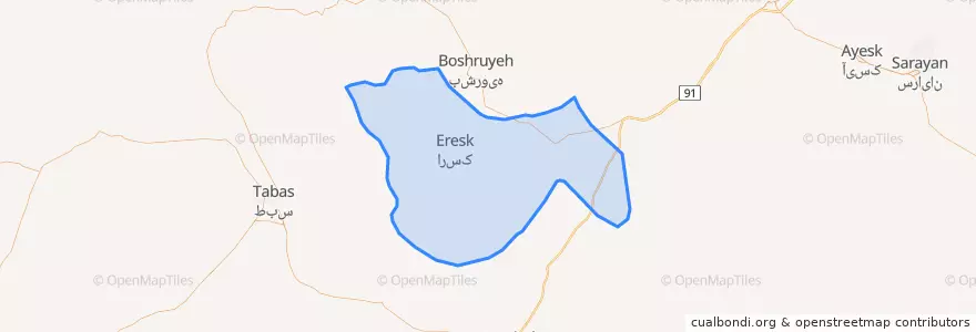 Mapa de ubicacion de بخش ارسک.