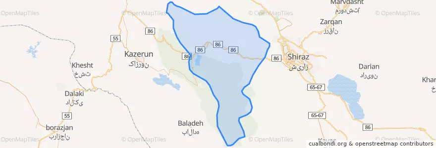 Mapa de ubicacion de بخش ارژن.