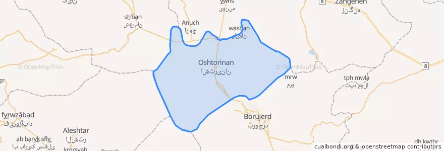 Mapa de ubicacion de بخش اشترینان.