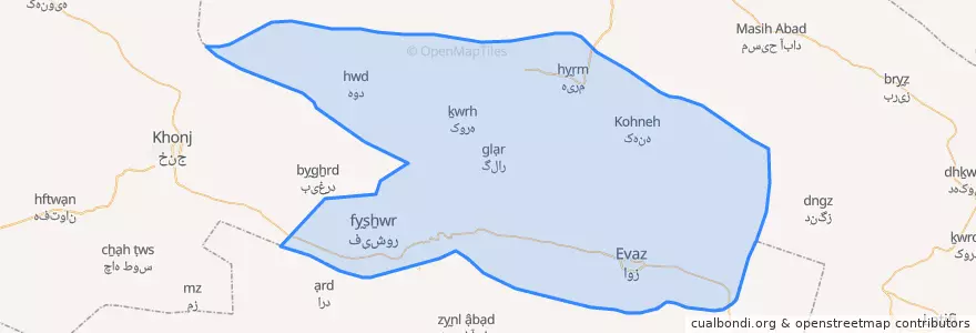 Mapa de ubicacion de شهرستان اوز.
