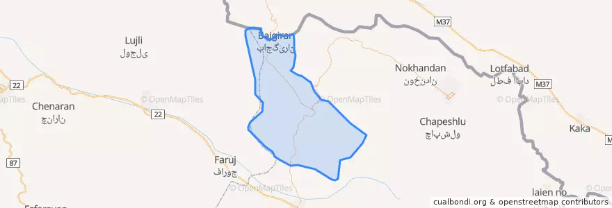 Mapa de ubicacion de بخش باجگیران.