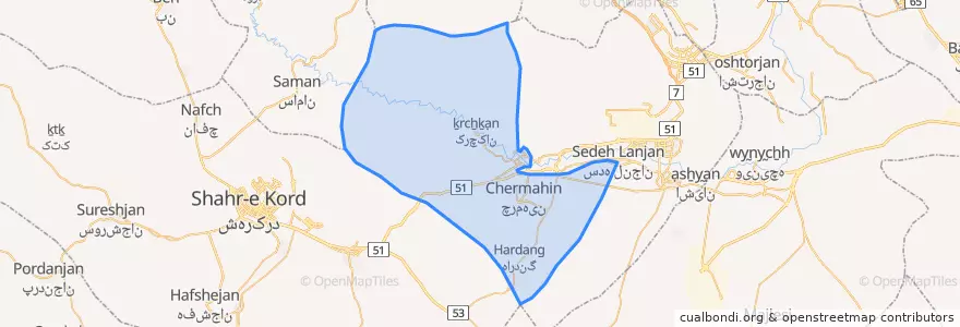Mapa de ubicacion de بخش باغ بهادران.