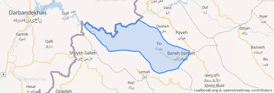 Mapa de ubicacion de بخش باینگان.