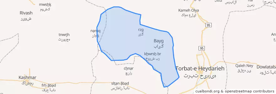 Mapa de ubicacion de بخش بایگ.