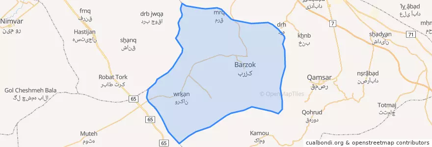 Mapa de ubicacion de بخش برزک.